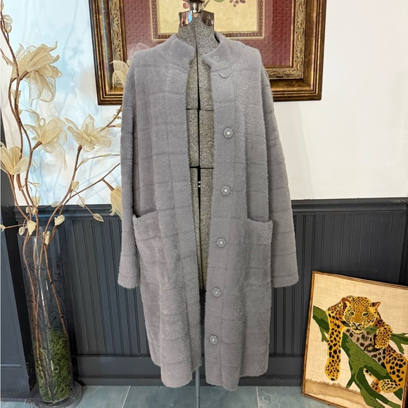 J.Mclaughlin Womens Tripp Button Up Fuzzy Sweater Coat ~ Size Medium 🧡🍄 - Picture 2 of 9